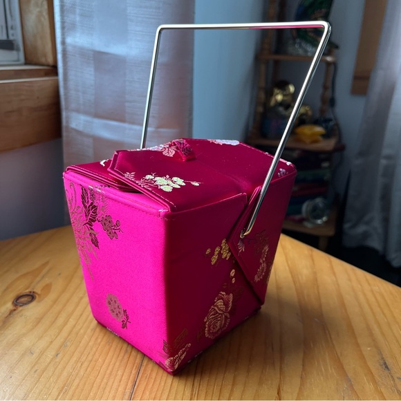 Vintage Valeria Stevens Takeaway Fabric Hot Pink Purse - Picture 2 of 13